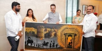 वाघाळ्याच्या कलाकाराचे पेंटिंग मुख्यमंत्र्यांच्या दालनात !
