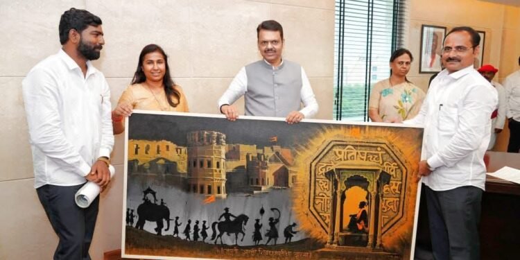 वाघाळ्याच्या कलाकाराचे पेंटिंग मुख्यमंत्र्यांच्या दालनात !