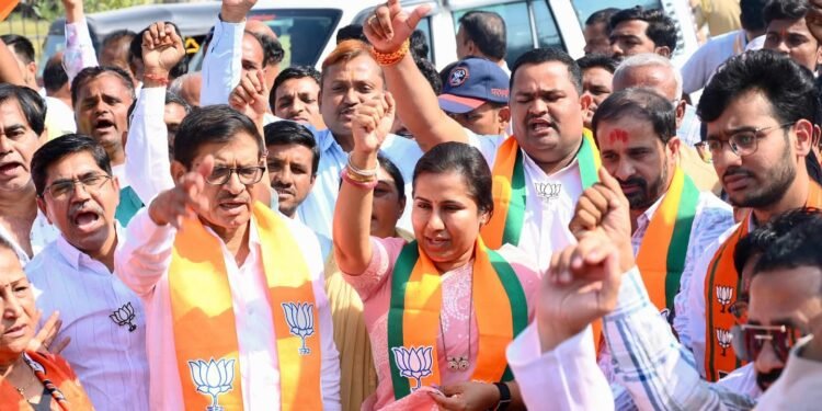 बिहार विधानसभा निवडणुकीतील विजयाचा जल्लोष