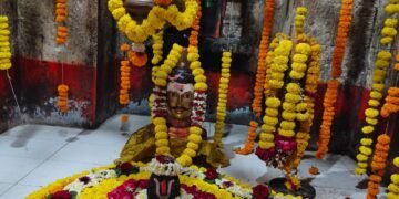 हातनूर येथील श्री नागनाथ मंदिरात आकर्षक फूलसजावट